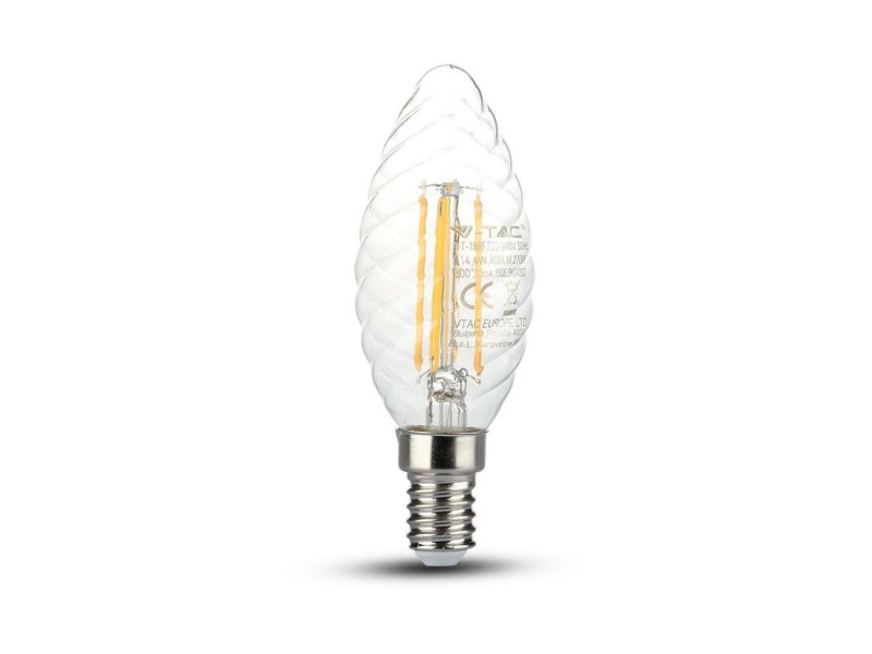 SKU 4307 VT-1985 V-TAC Lampadina LED E14 4W Candela Tortiglione Filmento 2700K