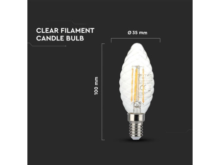 SKU 4307 VT-1985 V-TAC Lampadina LED E14 4W Candela Tortiglione Filmento 2700K
