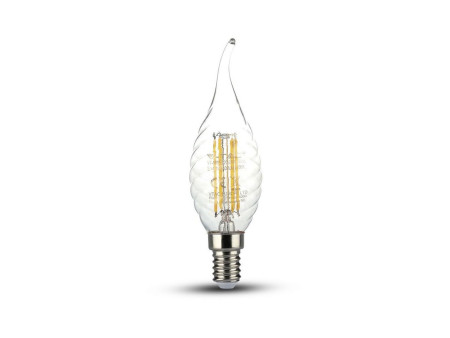 SKU 4431 VT-1995 V-TAC Lampadina LED E14 4W Candela a Fiamma Tortiglione Filamento 4000K