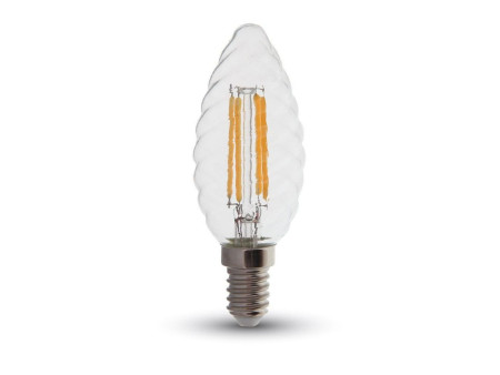SKU 4367 VT-1985D V-TAC Lampadina LED E14 4W Candela Tortiglione Filamento 2700K Dimmerabile