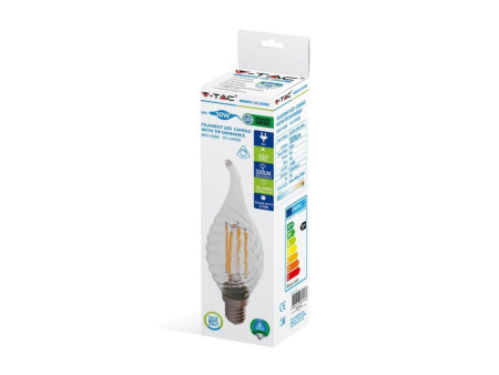 SKU 4388 VT-1995D V-TAC Lampadina LED E14 4W Candela Tortiglione 2700K Dimmerabile