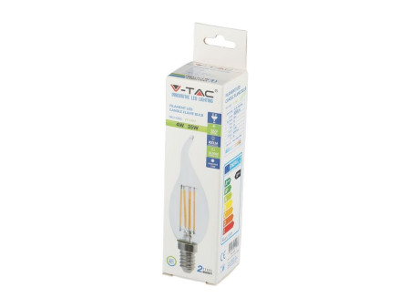 SKU 4430 VT-1997 V-TAC Lampadina LED E14 4W Candela a Fiamma Filamento 6400K