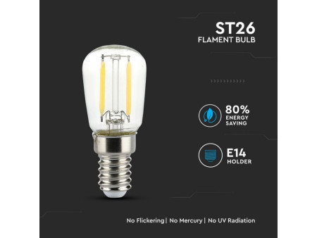 SKU 4446 VT-1952 V-TAC Lampadina LED E14 2W ST26 Filamento 6400K