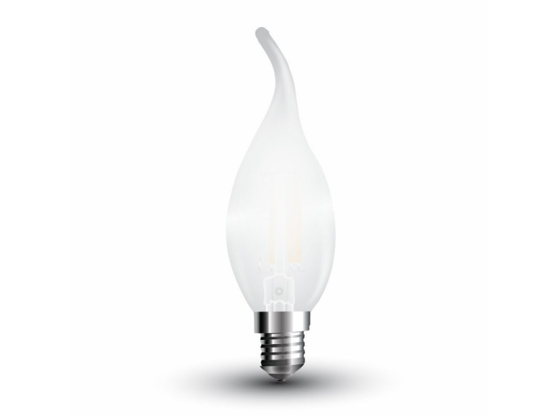 SKU 4477 VT-1937 V-TAC Lampadina LED E14 4W 100LM/W Candela a Fiamma Filamento Satinato 2700K