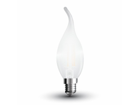 SKU 4478 VT-1937 V-TAC Lampadina LED E14 4W 100LM/W Candela a Fiamma Filamento Satinato 4000K