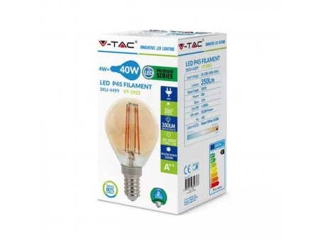 SKU 4499 VT-1953 V-TAC Lampadina LED E14 4W P45 Filamento Ambrato 2200K