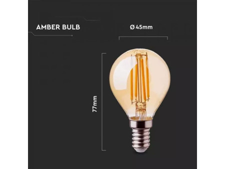 SKU 4499 VT-1953 V-TAC Lampadina LED E14 4W P45 Filamento Ambrato 2200K