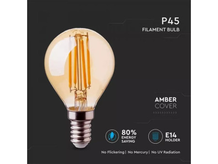 SKU 4499 VT-1953 V-TAC Lampadina LED E14 4W P45 Filamento Ambrato 2200K