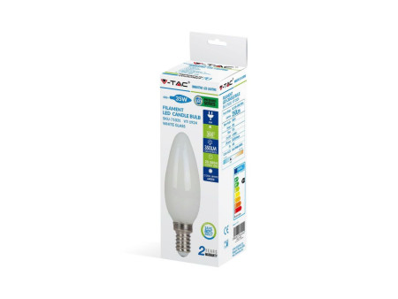 SKU 71031 VT-1924 V-TAC Lampadina LED E14 4W Candela Filamento Incrociato Bianco 6400K