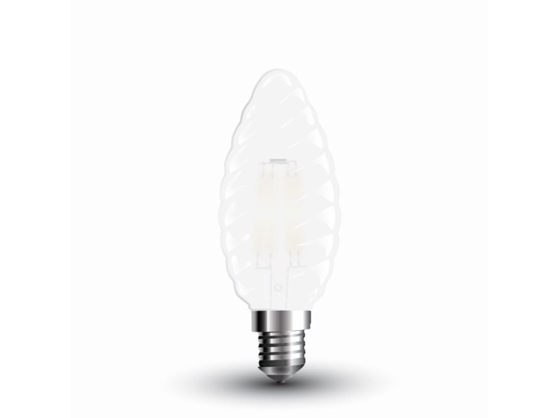 SKU 7109 VT-1928 V-TAC Lampadina LED E14 4W Candela Tortiglione Filamento 6400K