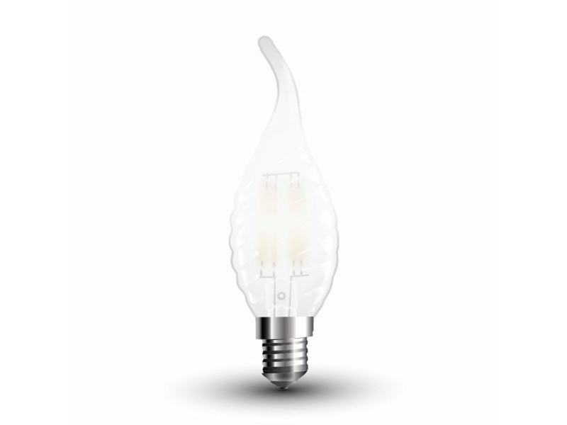 SKU 7112 VT-1923 V-TAC Lampadina LED E14 4W 100LM/W Candela a Fiamma Tortiglione Filamento Satinato 6400K