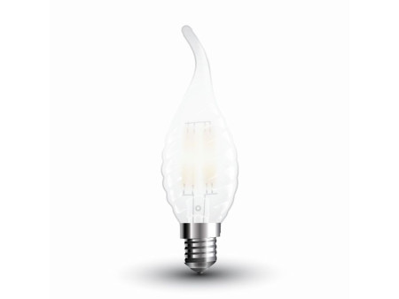 SKU 7110 VT-1923 V-TAC Lampadina LED E14 4W 100LM/W Candela a Fiamma Tortiglione Filamento Satinato 2700K