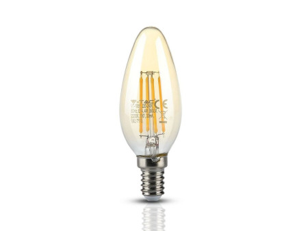 SKU 7113 VT-1955 V-TAC Lampadina LED E14 4W Candela Filamento Ambrato 2200K