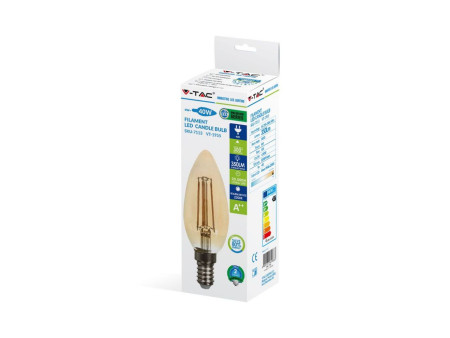 SKU 7113 VT-1955 V-TAC Lampadina LED E14 4W Candela Filamento Ambrato 2200K