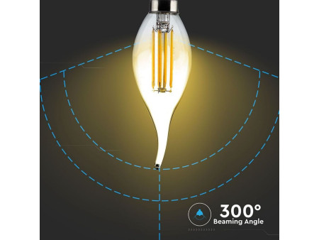 SKU 7114 VT-1949 V-TAC Lampadina LED E14 4W Candela a Fiamma Filamento Ambrato 2200K