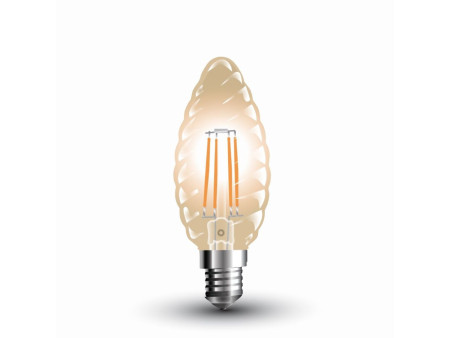 SKU 7115 VT-1948 V-TAC Lampadina LED E14 4W Candela Tortiglione Filamento Ambrato 2200K