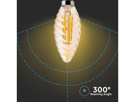 SKU 7115 VT-1948 V-TAC Lampadina LED E14 4W Candela Tortiglione Filamento Ambrato 2200K