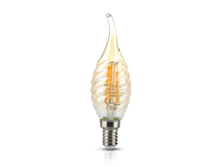 SKU 7116 VT-1947 V-TAC Lampadina LED E14 4W Candela a Fiamma Tortiglione Filamento Ambrato 2700K