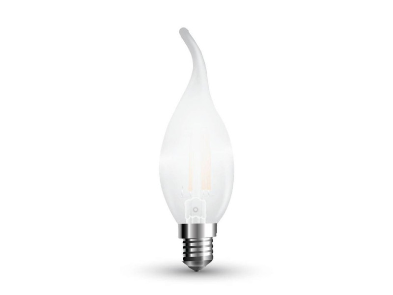 SKU 7177 VT-2056D V-TAC Lampadina LED E14 4W 100LM/W Candela a Fiamma Filamento Satinato 2700K Dimmerabile