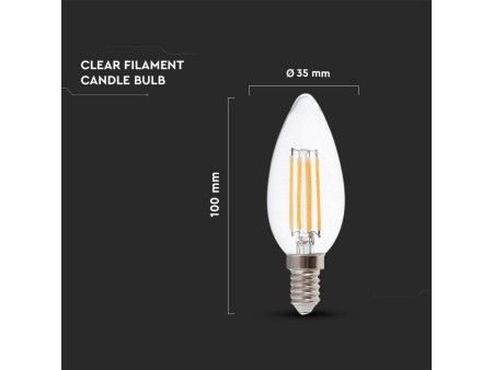 SKU 7424 VT-2127 V-TAC Lampadina LED E14 6W Candela Filamento 4000K
