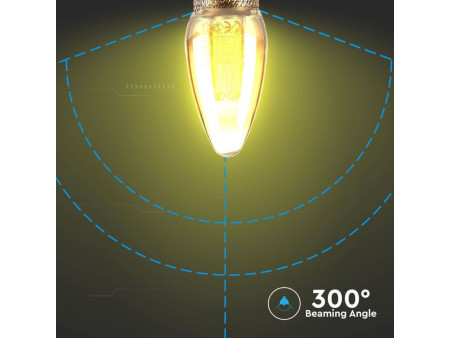 SKU 7472 VT-2152 V-TAC Lampadina LED E14 2W Candela Filamento Ambrato Art 1800Kv