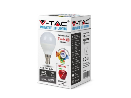 SKU 7490 VT-2236 V-TAC Lampadina LED E14 5,5W P45 6400K CRI95