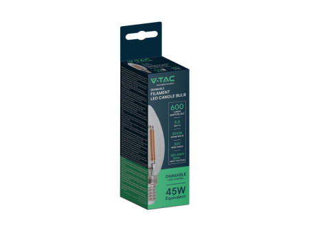 SKU 7807 VT-21125 V-TAC Lampadina LED E14 5.5W 110LM/W Candela Filamento 4000K Dimmerabile