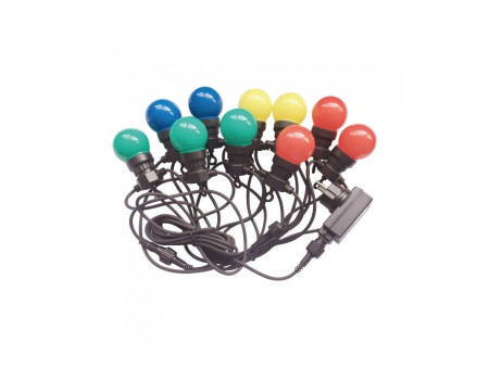 SKU 7435 VT-70510 V-TAC Catenaria LED 5m (max 5W) con 10 Lampadine RGB+3000K 5W con Schuko Nera IP44