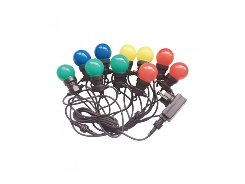 SKU 7435 VT-70510 V-TAC Catenaria LED 5m (max 5W) con 10 Lampadine RGB+3000K 5W con Schuko Nera IP44