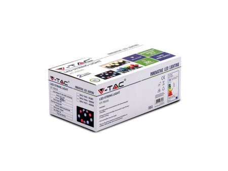 SKU 7436 VT-70510 V-TAC Catenaria LED 5m con 10 Lampadine 5W con Schuko Bianca 3000K IP44