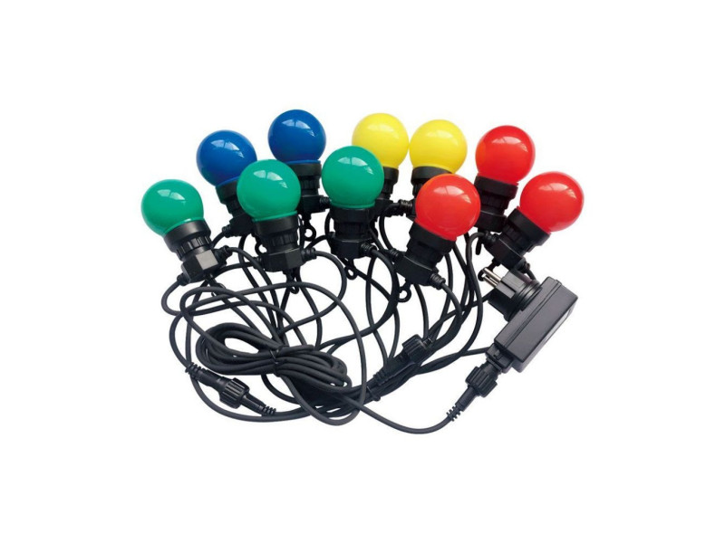 SKU 7438 VT-71020 V-TAC Catenaria LED 10m con 20 Lampadine RGB 10W con Schuko Nera IP44
