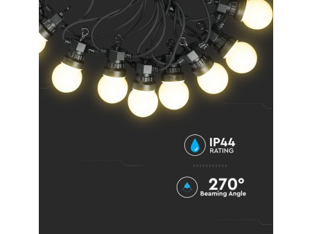 SKU 7440 VT-71020 V-TAC Catenaria LED 10m con 20 Lampadine 10W con Schuko Bianca 6000K IP44