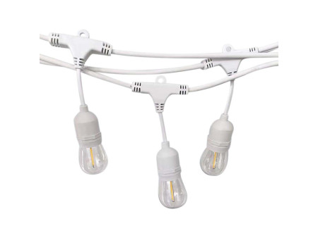 SKU 7699 VT-713 V-TAC Catenaria LED 15m per 15 Lampadine E27 (max 40W) con Presa e Spina Bianca IP65