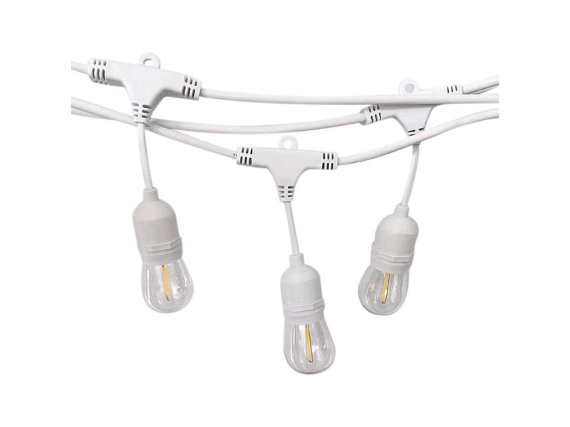 SKU 7699 VT-713 V-TAC Catenaria LED 15m per 15 Lampadine E27 (max 40W) con Presa e Spina Bianca IP65