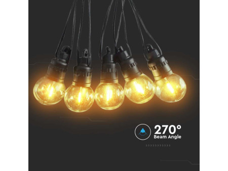 SKU 7804 VT-70512 V-TAC Catenaria LED Solare 12m con 10 Lampadine 0.5W con Telecomando 3000K IP44