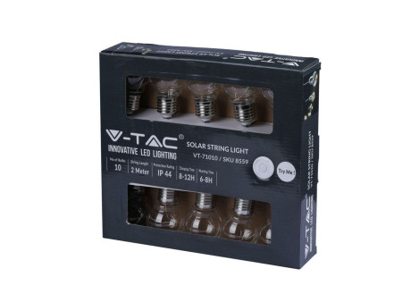 SKU 8559 VT-71010 V-TAC Catenaria LED Solare 5m per 10 Lampadine E27 IP44