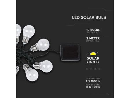SKU 8559 VT-71010 V-TAC Catenaria LED Solare 5m per 10 Lampadine E27 IP44