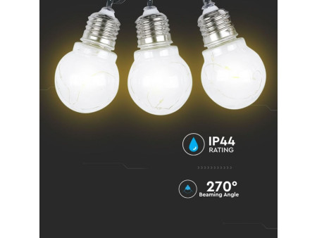 SKU 8559 VT-71010 V-TAC Catenaria LED Solare 5m per 10 Lampadine E27 IP44
