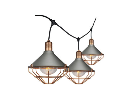SKU 8975 VT-717BS V-TAC Catenaria LED 3m per 6 Lampadine E27 (max 60W) Lanterne Diffusori Bronzo I