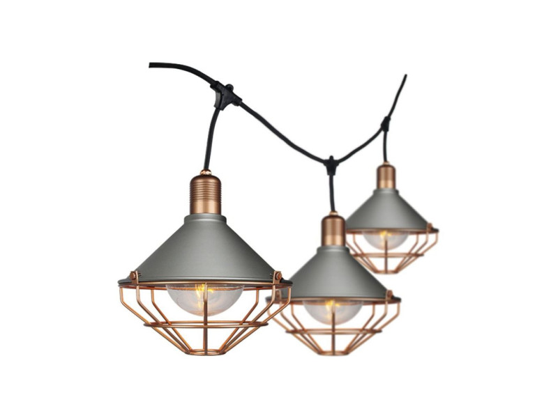 SKU 8975 VT-717BS V-TAC Catenaria LED 3m per 6 Lampadine E27 (max 60W) Lanterne Diffusori Bronzo I