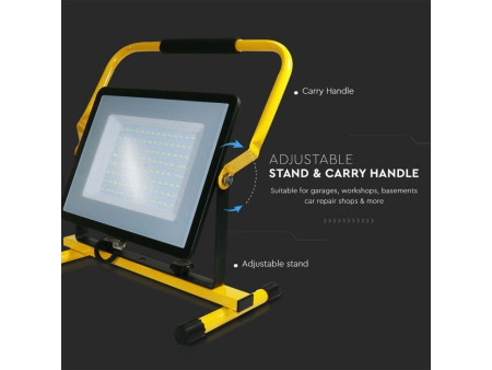 SKU 20124 VT-109 V-TAC PRO Faro LED SMD Chip Samsung da Cantiere 100W Giallo/ Nero Cavo 3m Spina UE 4000K