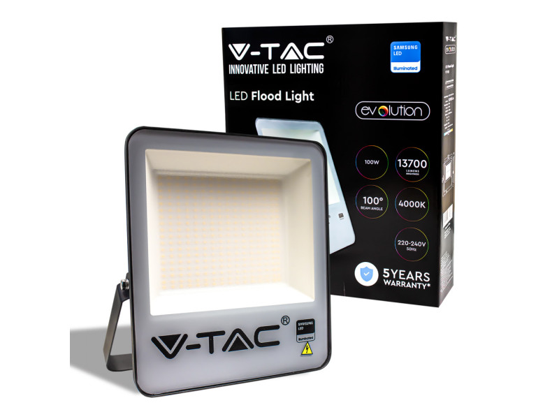 SKU 20407 VT-132 V-TAC PRO Faro LED SMD Chip Samsung 100W 137LM/W Nero 6500K IP65