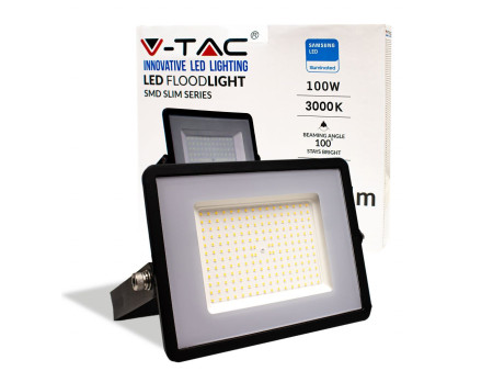 SKU 21414 VT-100-B-N V-TAC PRO Faro LED SMD Chip Samsung 100W E-Series G2 Nero 6500K IP65