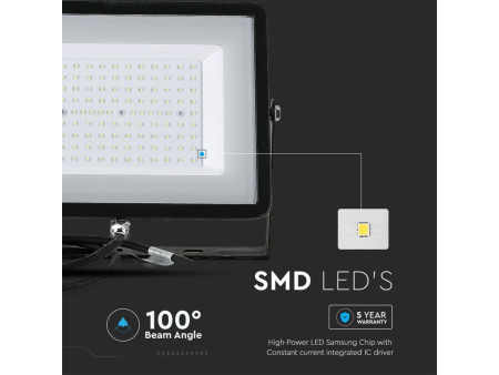 SKU 21414 VT-100-B-N V-TAC PRO Faro LED SMD Chip Samsung 100W E-Series G2 Nero 6500K IP65