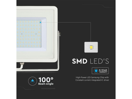 SKU 21416 VT-100-W V-TAC PRO Faro LED SMD Chip Samsung 100W Bianco 4000K IP65