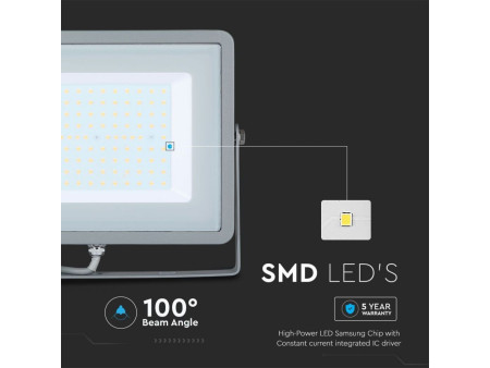 SKU 21473 VT-100-G V-TAC PRO Faro LED SMD Chip Samsung 100W E-Series G2 Grigio 4000K IP65