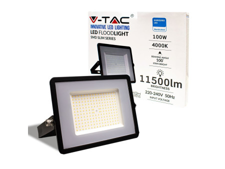 SKU 21767 VT-106-B V-TAC PRO Faro LED SMD Chip Samsung 100W 115LM/W Nero 6500K IP65