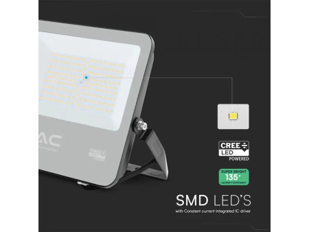 SKU 232006 VT-44101 V-TAC PRO Faro LED SMD Chip CREE 100W 135LM/W Slim Cavo 1m Nero 3000K IP65