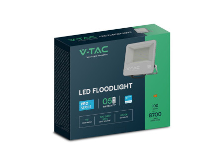 SKU 23440 VT-44104 V-TAC PRO Faro LED SMD Chip Samsung 100W Cavo 1m Nero 4000K IP65
