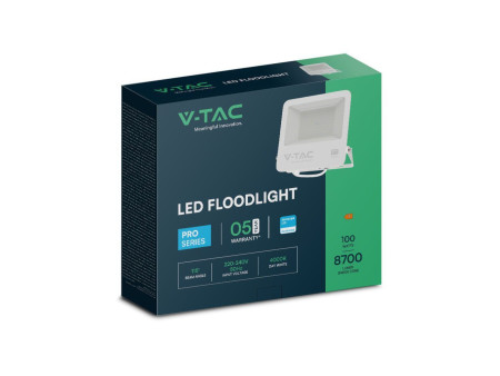 SKU 23442 VT-44104 V-TAC PRO Faro LED SMD Chip Samsung 100W Cavo 1m Bianco 4000K IP65